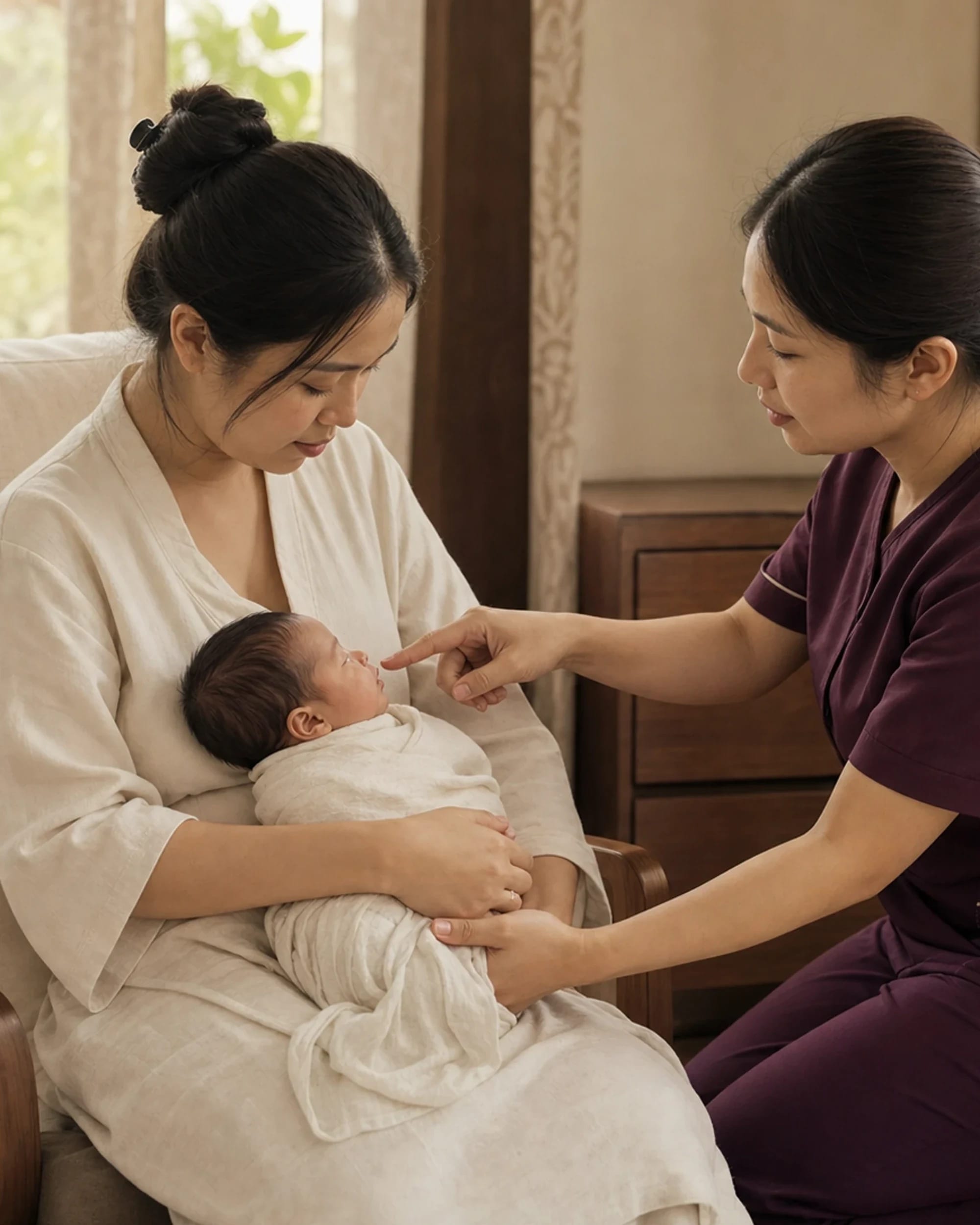 Casa's lactation specialist guiding a mother's feeding hold